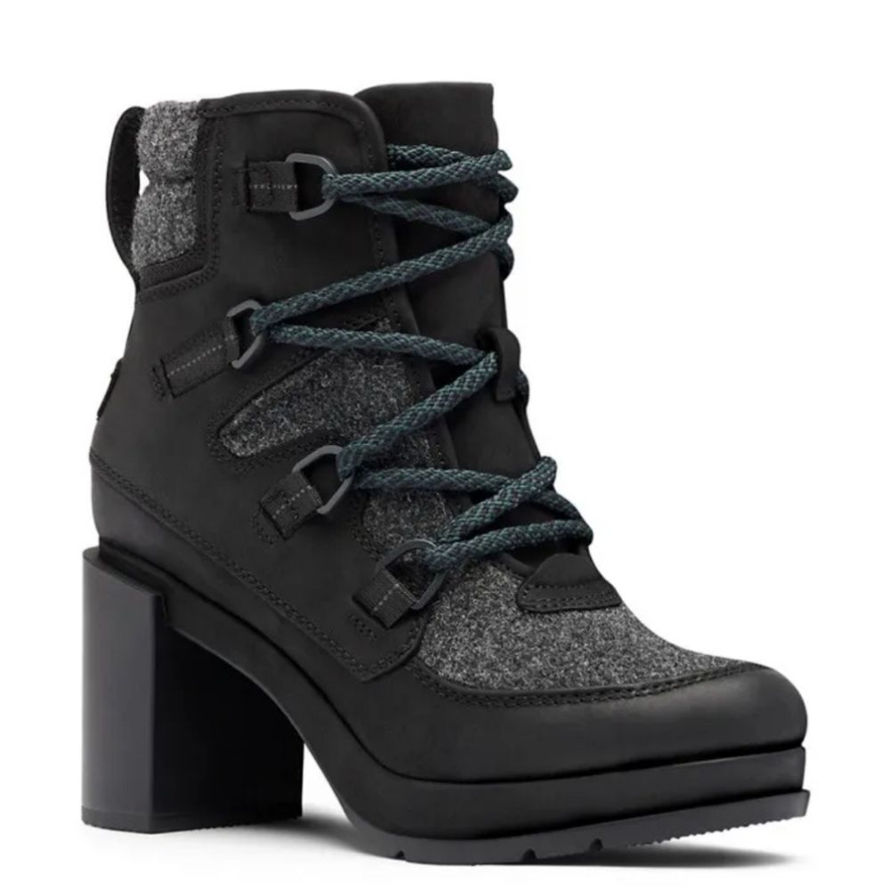 Sorel Blake Lace-Up Leather & Felt Platform Hiking Boots Size US 8.5 EU 39.5